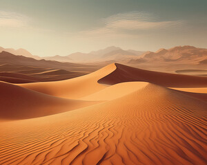 曇りの砂漠。AIで生成