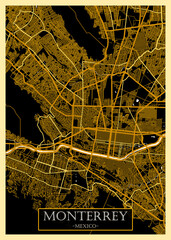 Monterrey Mexico City Map. landmark travel downtown, city modern painting, artistic creative art, conceptual fantasy contemporary, graphic digital artwork,