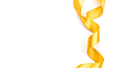 Gold ribbon curl on white