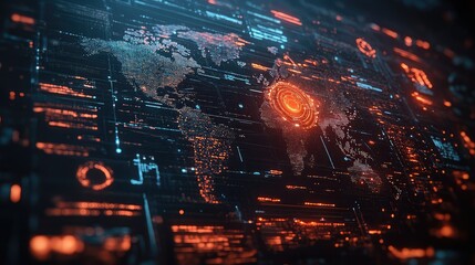 Real-time cyber hacking attempt visualization on global cyber grid with AI detection, breach severity indicators, incident response timelines, and threat analytics