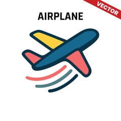 Dynamic airplane vector icon with unique wing color design, emphasizing modern flight, speed, and the thrill of travel