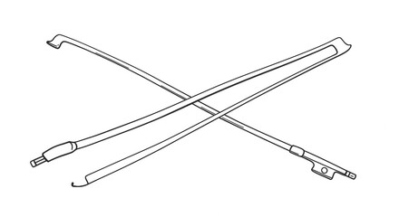 Elegant musical instrument bows crossed creating a dynamic artistic composition ideal for creative projects and artistic inspiration