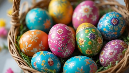 Fototapeta premium easter eggs in a basket