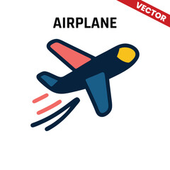 Fototapeta premium Simple vector airplane with a colorful design representing air travel, perfect for travel blogs and flight-related graphics