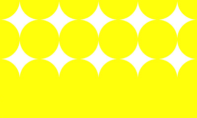 Seamless retro geometric pattern with bright yellow circles and semicircles on white background – bold and playful repeating design