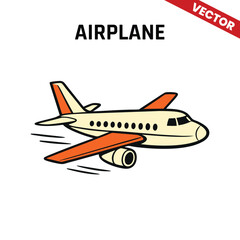 Airplane flying icon vector with a classic vintage design and bold colors