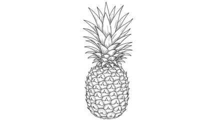 Elegant hand-drawn pineapple sketch bursting with tropical flavor and natural vitality, perfect for vibrant summer designs and healthy lifestyle branding