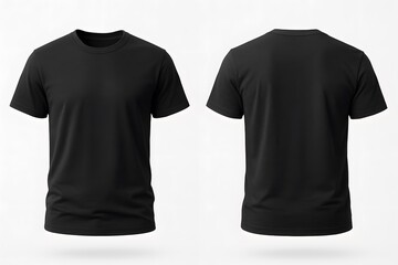 Naklejka premium Black T-Shirt Mockup – Classic Short Sleeve Front and Back View Clothing Mockup for Fashion Design