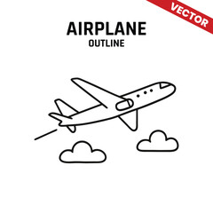 Minimalist airplane outline vector, sleek and simple design perfect for aviation-related projects and logos.