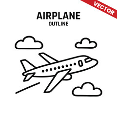 Outline of a commercial airplane in vector format, perfect for aviation-related illustrations and designs.