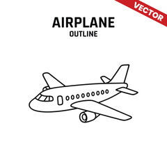 Vector illustration of an airplane outline, modern and sleek design for travel-related branding and logos.