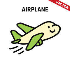 Airplane icon in soft green and light yellow colors, designed with a modern minimalist approach, conveying speed and flight, ideal for travel and aviation themes