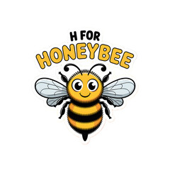 H for Honeybee sticker, sticker-like bruise, and 