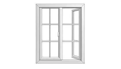 Obraz premium Outline drawing of a double-hung window.