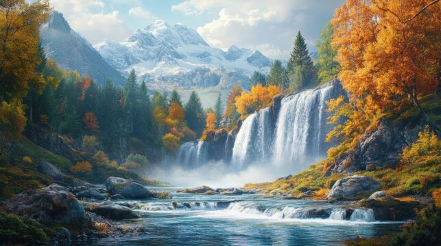 Long exposure image of a wonderful waterfall. Tortum Waterfall morning view. Uzundere, Erzurum, Turkey