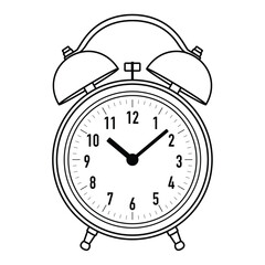 Outline alarm clock. Vector illustration isolated on white background