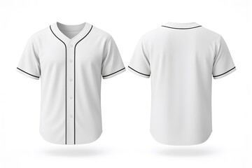 Naklejka premium White Baseball Jersey Mockup Front and Back | Realistic Minimal Sportswear Template for Branding and Team Merchandise