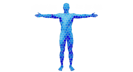 Abstract blue human figure with geometric pattern isolated on transparent background