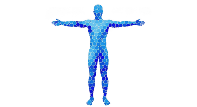 Abstract blue human figure with geometric pattern isolated on transparent background