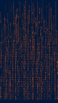 An Abstract Representation of Data Flow: A Dynamic Visualization in Orange and Blue, Showcasing Patterns and Lines Evolving Over Time, Capturing the Essence of Digital Information