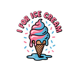 I for Ice Cream sticker, sticker-like bruise, and 