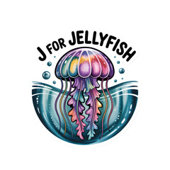 J for Jellyfish sticker, sticker-like bruise, and 