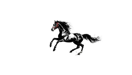 Two horses running on a white background. Silhouette illustration of horses