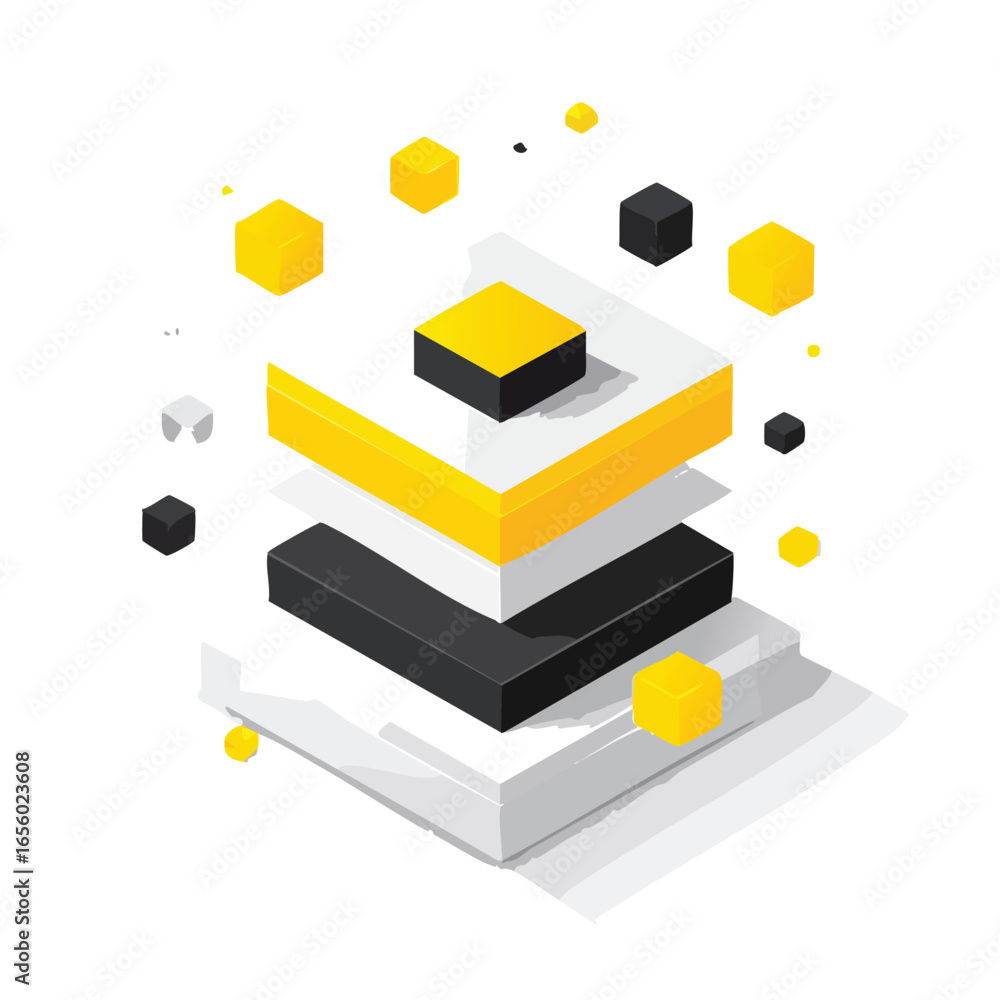 Aufkleber abstract isometric cube data structure