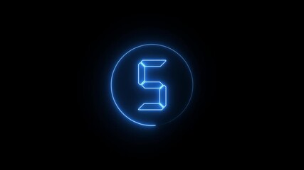 Ten to zero countdown neon circle animation running animated numbers 10 to 0, modern digital countdown timer neon light style, 10 seconds countdown timer animation on black background - Powered by Adobe