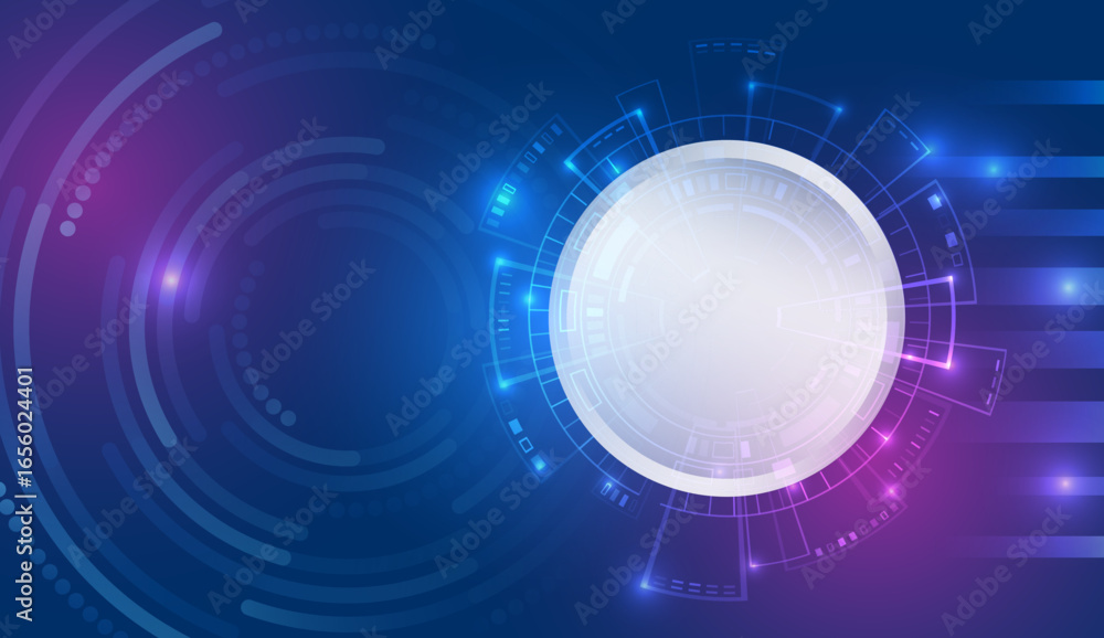Aufkleber abstract circles and glows futuristic concept. high tech cover, internet communication on a blue bac