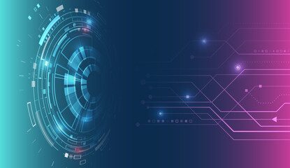 A futuristic circle with glowing elements, binary code and data flows. Ideal for themes of cyber technology, Innovation and digital transformation in sci-fi or IT projects.