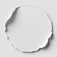 Circular ripped paper cutout on light gray background