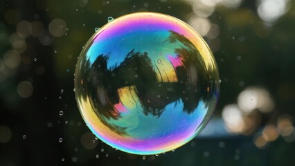 Fototapeta premium Vibrant bubble reflecting nature