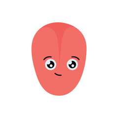 Vector illustration of a cute cartoon tongue character with smiling face. Funny human body part icon for anatomy, health, education, and kids design concepts.