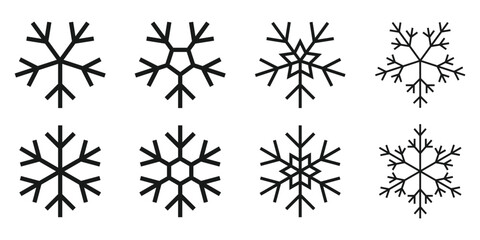 Minimal snowflake icon in clean line style design isolated on white background Perfect for Christmas decorations winter ornaments holiday graphics and festive design projects