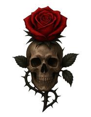 SKULL AND ROSE TATTOO 