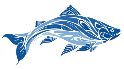 Naklejka premium A stylized fish silhouette, clean and simple, in graceful motion, isolated on Transparent Background