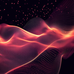 Abstract red and orange wavy lines with small dots in the background on a dark surface tone design