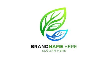 Vibrant gradient logo of stylized green and blue leaves forming a dynamic, natural emblem.