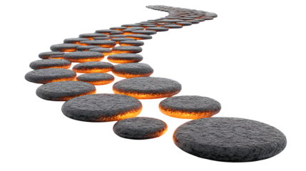 Conceptual Winding Path of Glowing Stepping Stones, Symbolizing a Journey of Progress, Spiritual Guidance, and Success.
