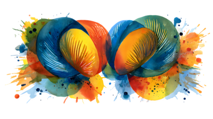 Abstract forms representing unity and celebration, inspired by steelpan music, vibrant, isolated on Transparent Background