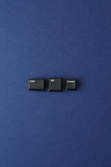 Ctrl alt and delete keys on a blue background.