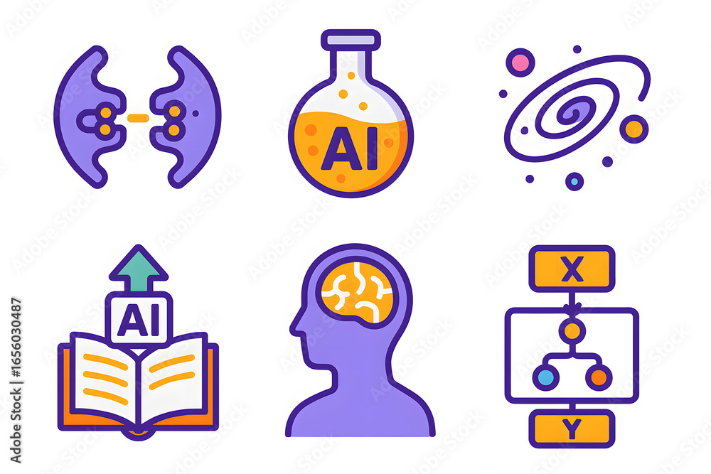 Poster artificial intelligence concept icons: a captivating illustration presents a cluster of vibrant icon