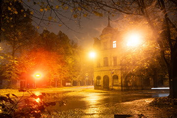 Night view of the city, rainy night.