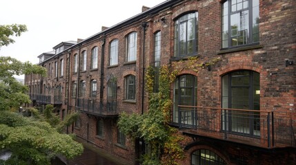 Fototapeta premium Converted industrial buildings with modern windows