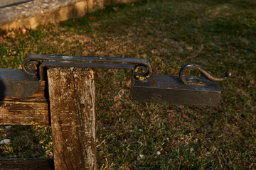 wrought iron gate to close a wooden door on a property