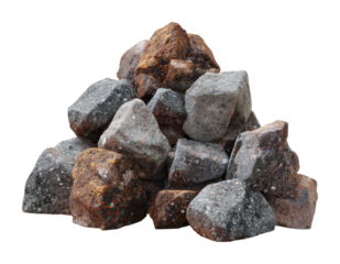 Collecting natural stones outdoors rustic terrain isolated on transparent background