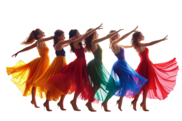Group dance classes isolated on transparent background