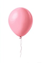 Single, vibrant pink balloon, smooth surface, tied string