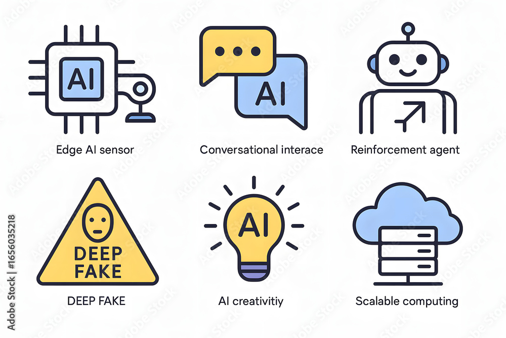 Poster ai icons for innovation: a visually striking graphic, offering a glimpse into the core elements of a